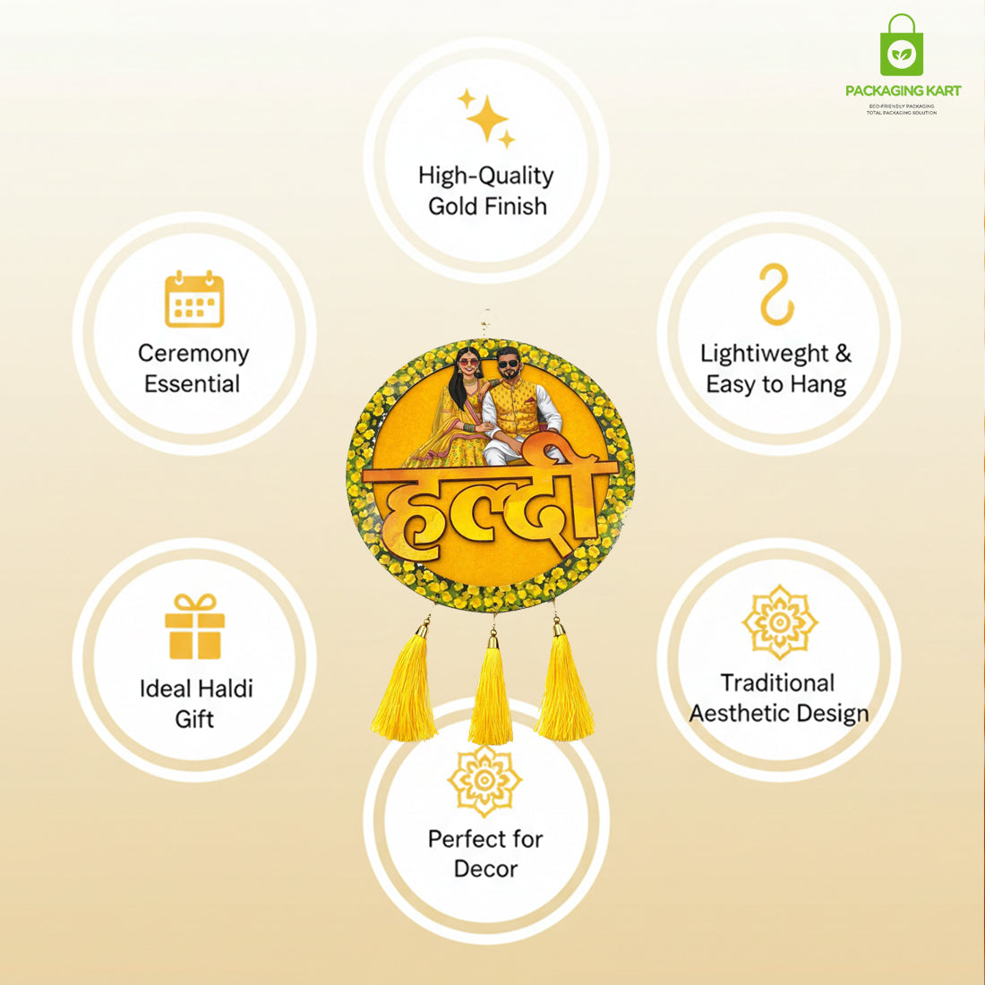 Decorative Haldi Decorations Door Board, Home Decoration Items for Wedding Ceremony Haldi, Mehndi, Subh Vivah, Shadi Wala Ghar Hanging Round Decoration