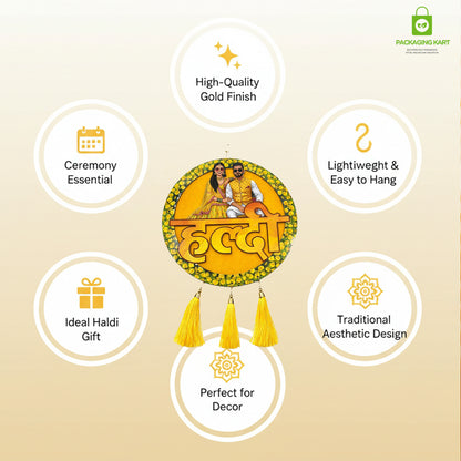 Decorative Haldi Decorations Door Board, Home Decoration Items for Wedding Ceremony Haldi, Mehndi, Subh Vivah, Shadi Wala Ghar Hanging Round Decoration