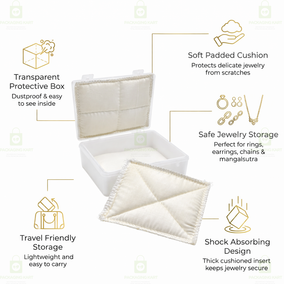 Jewellery Plastic Box with White Cushion Cotton Padding – Anti-Oxidation Jewellery Organizer for Safe Storage