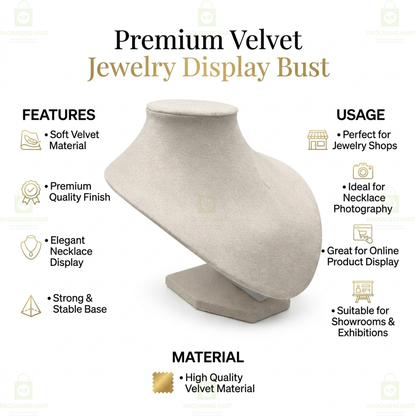 Velvet Jewellery Display Statue Stand for Necklace, Chain & Pendant | Premium Showpiece Organizer