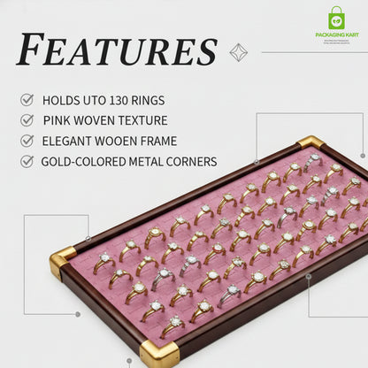 Fancy Velvet Rings Wooden Display Tray for Jewellery