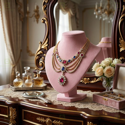 Velvet Jewellery Display Statue Stand for Necklace, Chain & Pendant | Premium Showpiece Organizer