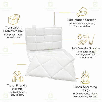 Durable Jewellery Plastic Storage Box with Soft White Cushion Cotton Lining for Protection