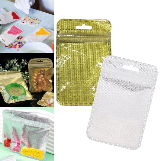 Luxury Foil Pouch Bags for Jewelry – Reusable Golden & Silver Packaging Bags