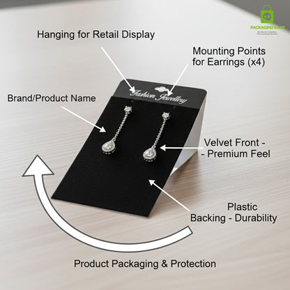 Black Velvet Jewellery Card | Premium Earring & Pendant Display