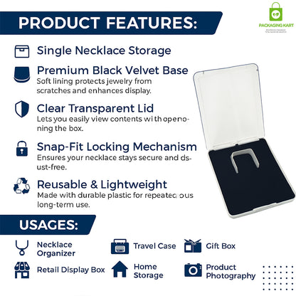 Premium Blue Velvet Plastic Box – Necklace & Earrings Jewellery Organizer