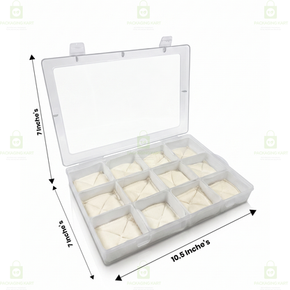 Transparent 12 Slot Jewellery Organizer Box with Soft Cushion Cotton | Protective Storage