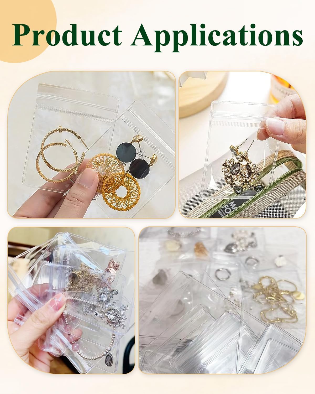 36Pcs Jewellery Organiser Storage Pouches Clear Zip Lock Cover for Rings, Earrings, Necklace, Transparent, Polyvinyl Chloride PVC