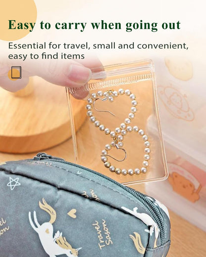 36Pcs PVC Jewelry Pouches Clear Zipper Bags Mini Transparent Plastic Portable Dustproof Bracelet Storage Bag Anti Oxidizing Earrings for Storage Jewelry Packing Bags