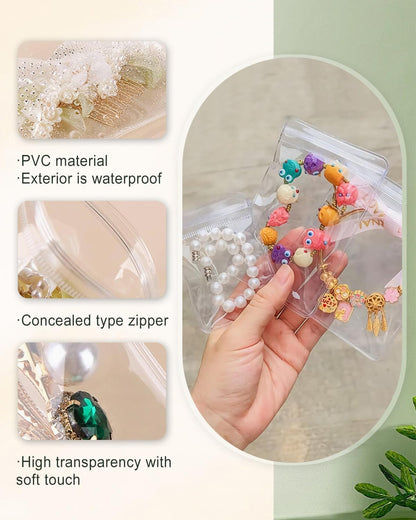 36Pcs PVC Jewelry Pouches Clear Zipper Bags Mini Transparent Plastic Portable Dustproof Bracelet Storage Bag Anti Oxidizing Earrings for Storage Jewelry Packing Bags