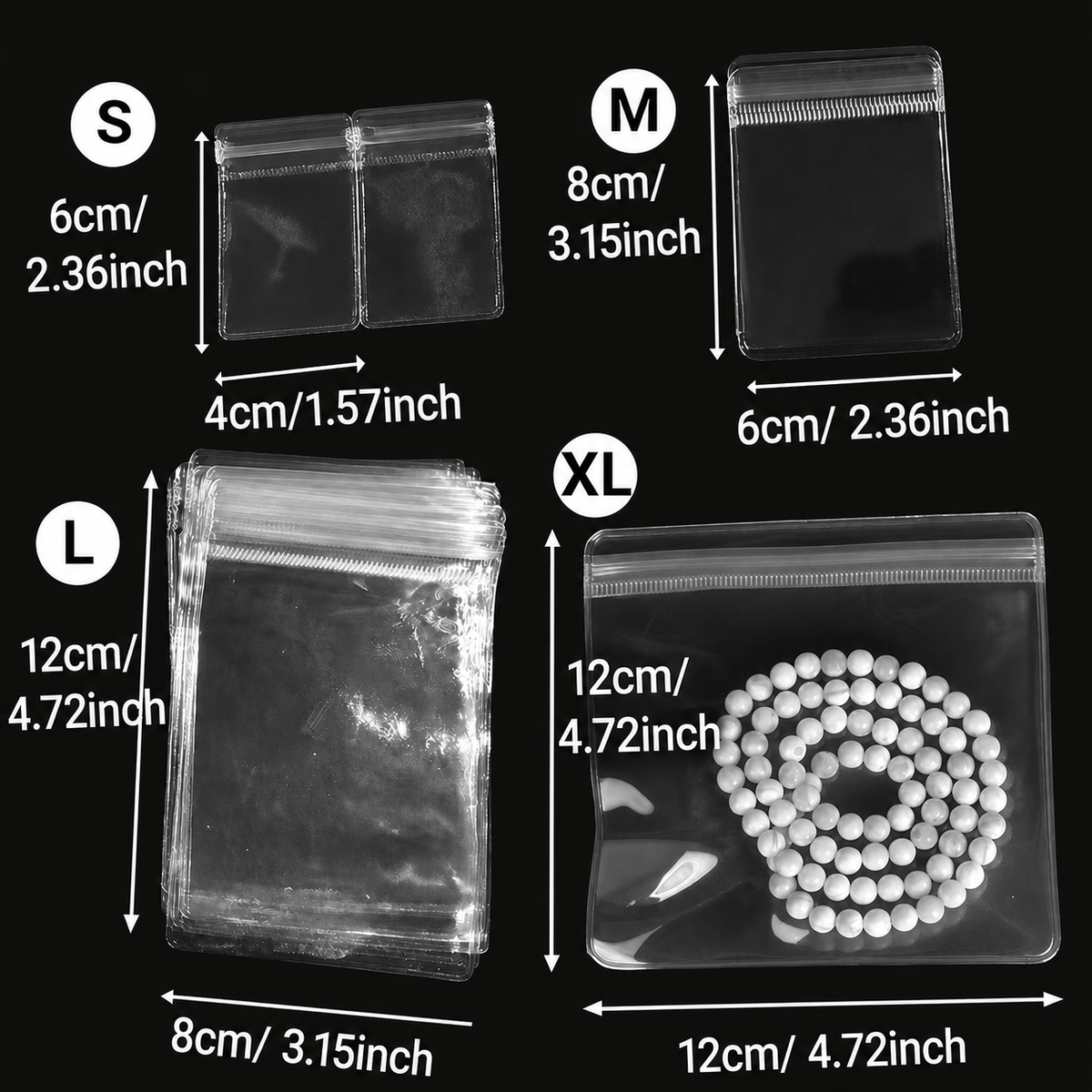 Transparent Jewellery Storage Pouches | Clear PVC Zip Lock Covers for Rings, Earrings, Necklaces, Kada, Bracelts Transparent, Polyvinyl Chloride PVC | Durable Jewellery Organizer Bags (24 Mix)