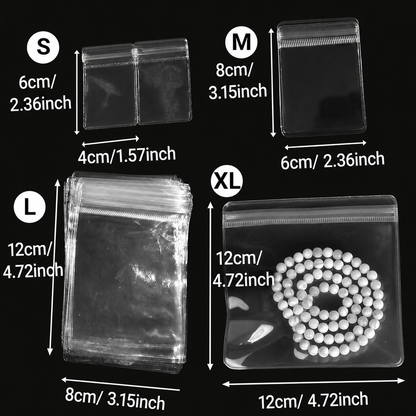 Transparent Jewellery Storage Pouches | Clear PVC Zip Lock Covers for Rings, Earrings, Necklaces, Kada, Bracelts Transparent, Polyvinyl Chloride PVC | Durable Jewellery Organizer Bags (24 Mix)