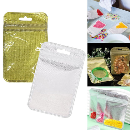 Luxury Foil Pouch Bags for Jewelry – Reusable Golden & Silver Packaging Bags