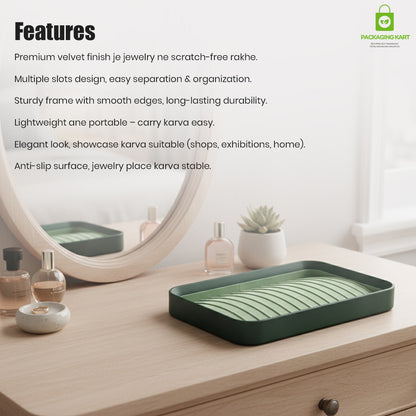Premium Green Velvet Necklace Chain Tray for Jewelry Display & Storage