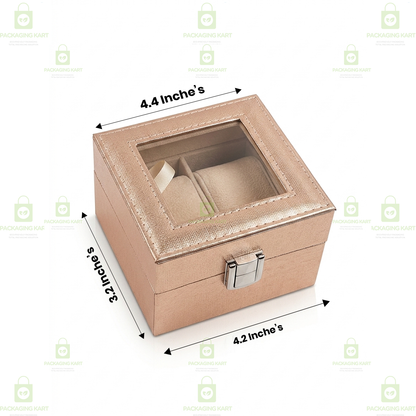 Luxury 2 Slots Watch Organizer Box with Velvet Cushion – Premium Leather Finish