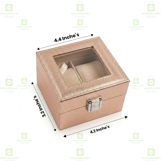 Luxury 2 Slots Watch Organizer Box with Velvet Cushion – Premium Leather Finish