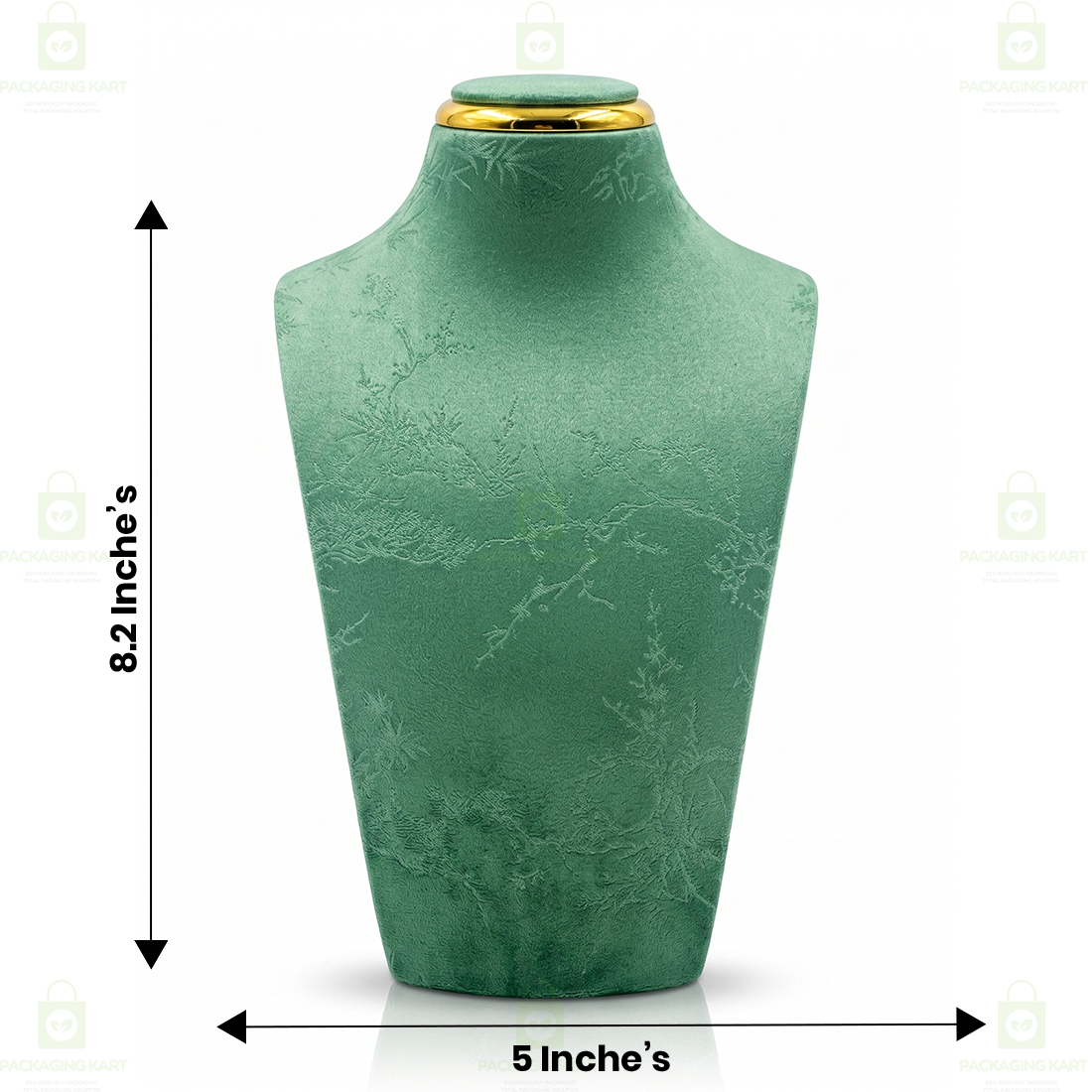 Luxury Leather Velvet Jewellery Bust Stand – Light Green Display Statue