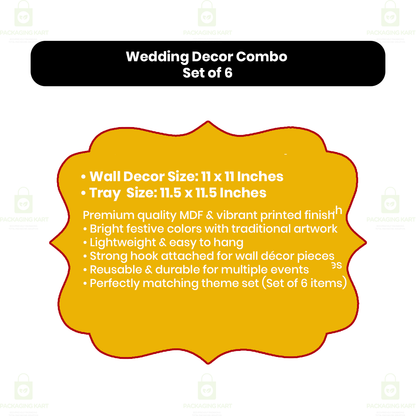 Mehndi Haldi Shadi Door Board Decoration Combo | Wedding Theme Welcome Boards Pack of 6