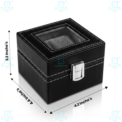 Designer 2 Slots Leather Watch Box for Gift & Collection – Velvet Interior Case