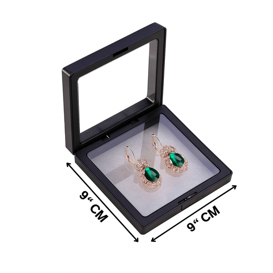 9X9 Jewellery Floating Display Frame Box - Large 3D Effect Transparent Display Case for Rings, Pendants & Coins | Black, White & Multicolor | Pack of 10/20/50/100