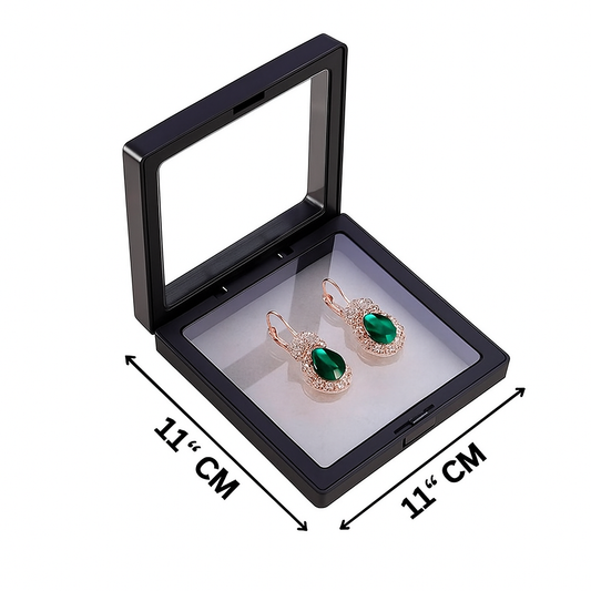 11X11 Jewellery Floating Display Frame Box - Large 3D Effect Transparent Display Case for Rings, Pendants & Coins | Black, White & Multicolor | Pack of 10/20/50/100