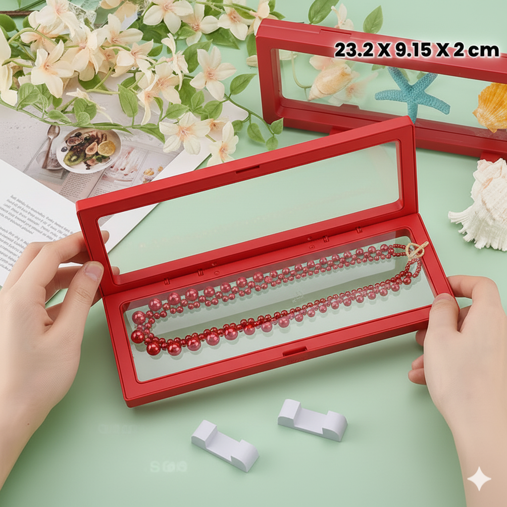 9X23 Jewellery Floating Display Frame Box - 3D Effect Transparent Display Case for Necklace, Pendant | Black, White & Multicolor | Pack of 10/20/50/100