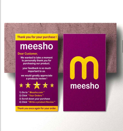Thank You Card with 5 Star Rating Message for Meesho