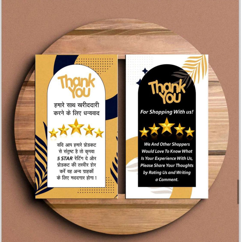 Ecommerce Packaging Card for 5 Star Customer Reviews