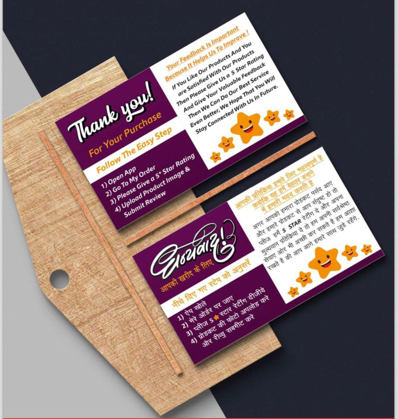 Customer Review Card with 5 Star Rating Message