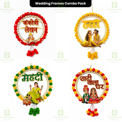 Mehndi Haldi Shadi Door Board Decoration Combo | Wedding Theme Welcome Boards Pack of 4