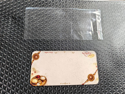 Decorative Couple Rakhi Card and Clear Packaging Poly Bag Combo