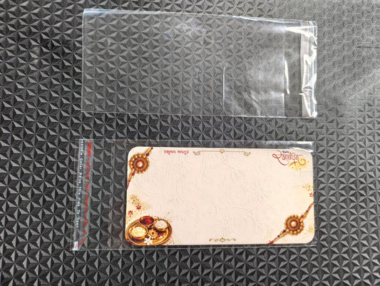Fancy Couple Rakhi Card Packaging Set with Poly Bag for Gift Presentation