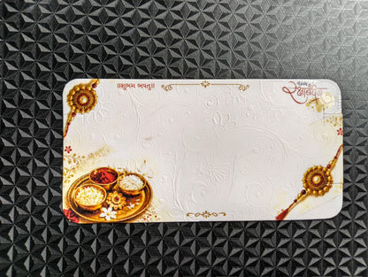 Decorative Couple Rakhi Card and Clear Packaging Poly Bag Combo