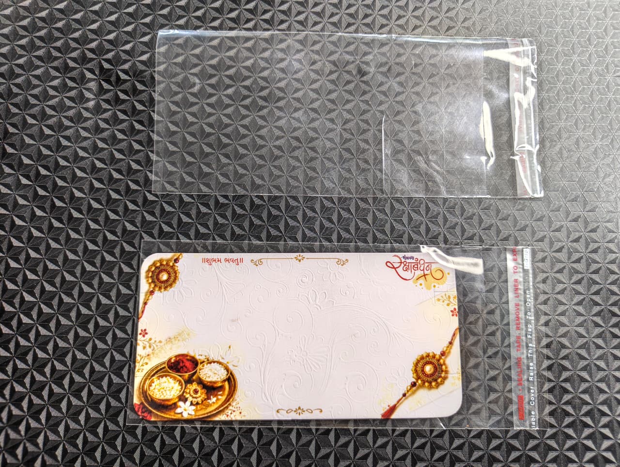 Fancy Couple Rakhi Card Packaging Set with Poly Bag for Gift Presentation