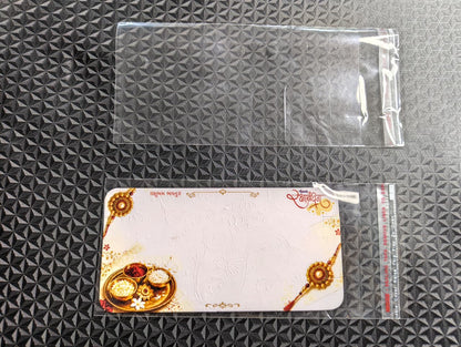 Fancy Couple Rakhi Card Packaging Set with Poly Bag for Gift Presentation