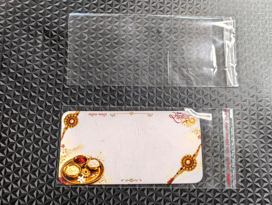 Fancy Couple Rakhi Card Packaging Set with Poly Bag for Gift Presentation