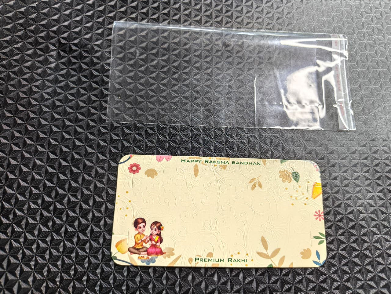 Premium Couple Rakhi Card with Transparent Poly Bag Set for Raksha Bandhan