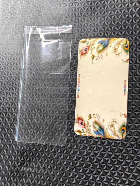 Designer Couple Rakhi Packaging Card with Clear Poly Bag for Festive Gifting