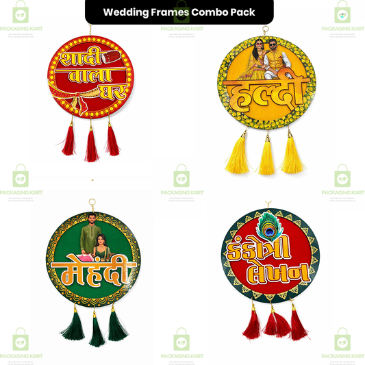 Wedding Theme Door Board Combo Pack of 4 for Mehndi, Haldi & Shadi Wala Ghar Decoration